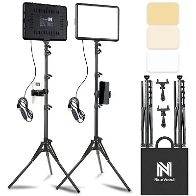 2-Pack LED Video Light Kit NiceVeedi Studio Light 2800-6500K Dimmable Photo... • $56.99