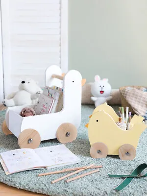 £10.99 • Buy Kid Toys Storage Chest Wooden Box Book Cart Storage Box Nursery Room Decoration