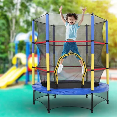 4.5FT 5FT Trampoline Kids Child With Enclosure Net Garden Outdoor Kid Trampoline • £59.95