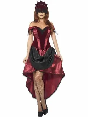 Ladies Gothic Venetian Temptress Sexy Vampire Costume Halloween Fancy Dress • £15.03