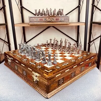 Luxury Chess Set Solid Wooden Chess Board Mythology Chess Pieces - Gift Idea • $221.01