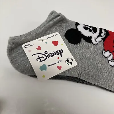 Disney Mickey Minnie Mouse Heart Socks No-Show Size 4-10 New • $8.99