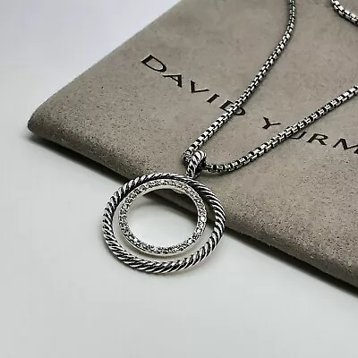 David Yurman Sterling Silver Small Mobile Pave Diamond Pendant Necklace • $349