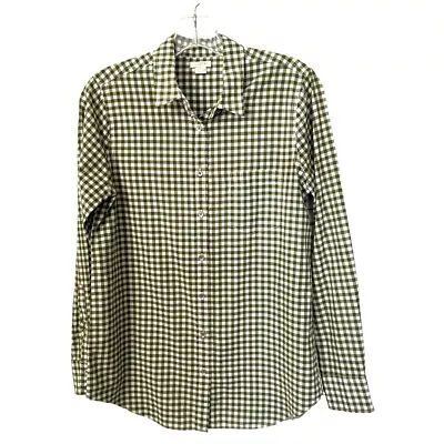 J.Crew Womens Sage Green Gingham Button Front Long Sleeve Shirt Size Small • $24.99