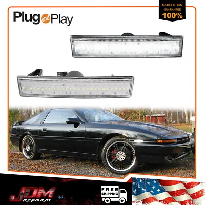 2PCS Clear Lens White LED Front Side Marker Lights For 1987-92 Toyota Supra Mk.3 • $29.99