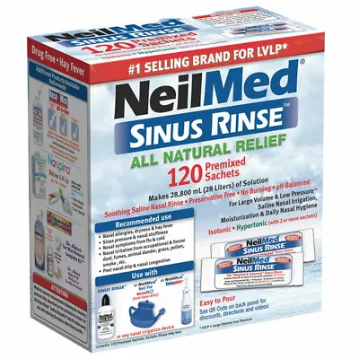 NeilMed Sinus Rinse Refill 120 Premixed Sachets Soothing Saline Nasal Rinse • $28.84