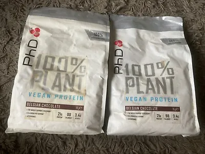 2x PHD 100% Plant Vegan Protein Belgian Chocolate 1kg BBD May 25 • £25