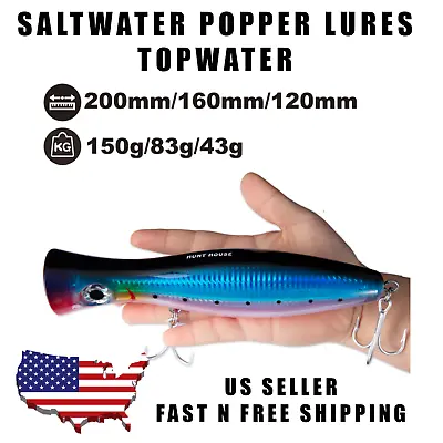 Topwater Popper 120/160/200 Big Game Saltwater Surface Popper Fishing Lure Tuna • $18.99