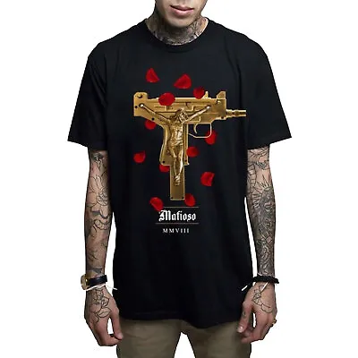 Mafioso Men's Uzi Prayer Short Sleeve T Shirt Black Clothing Apparel Tattooed... • $26.24