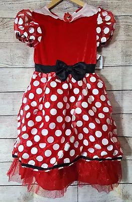 Disney Junior Girl's Minnie Mouse Dress Costume Medium 8-10 Red White Polka Dots • $14.99