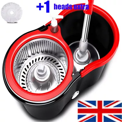 £15.79 • Buy 360° Rotating Magic Spin Floor Mop Bucket Set Microfibre With 1 Heads For Clean