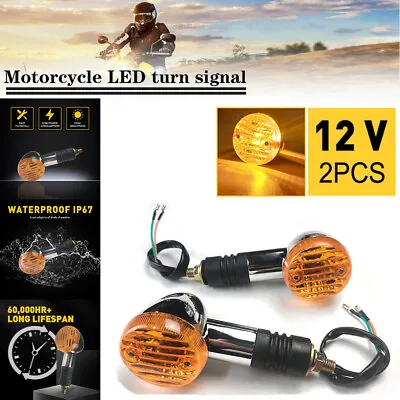 Pair Rear Front Motorcycle Amber Turn Signal Indicators Motorbike Light Lamp • £14.48