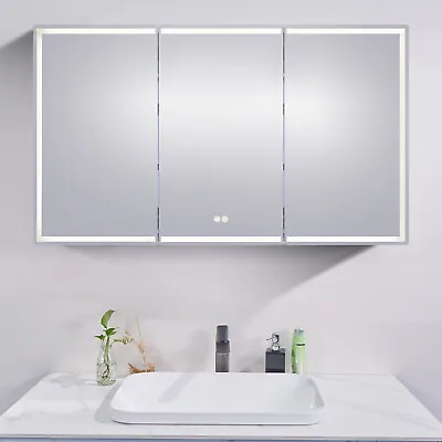 Bathroom Mirror LED Shaving Cabinet Dimmable Defogging Aluminium Frame 150x72cm • $1999