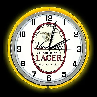 19  Yuengling Lager Beer Sign Yellow Double Neon Clock Americas Oldest Brewery • $169.99