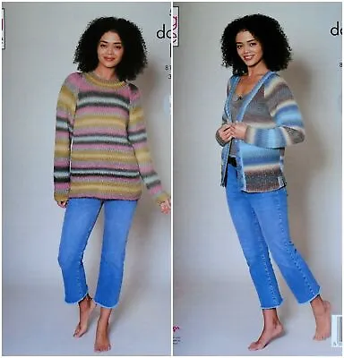 KING COLE Knitting Pattern Double Knit Yarn Ladies JumperCardigan 32-42in -5713 • £4.47