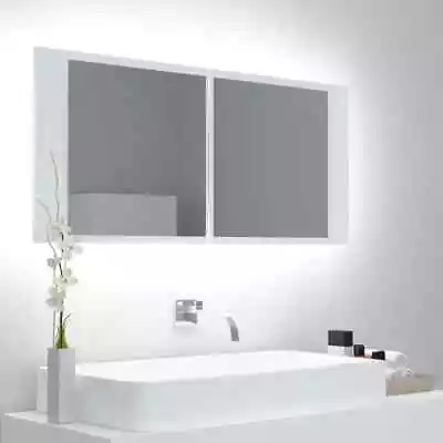 Bathroom Mirror Cabinet With LED Lights Medicine Box Vanity White 100x45cm • $86.98