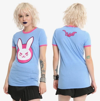 $14.64 • Buy New Overwatch D.Va Bunny Logo Ringer T-shirt Top Cosplay Blizzard Video Game L