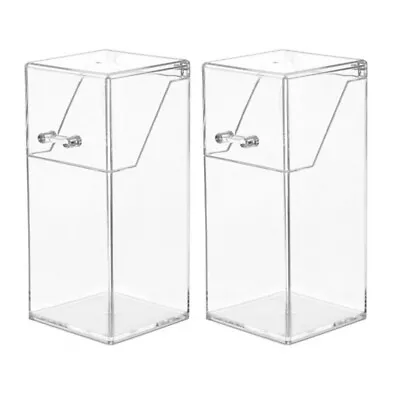  2 Pcs Storage Box Clear Acrylic Brush Holder With Lid Makeup Container • £16.35