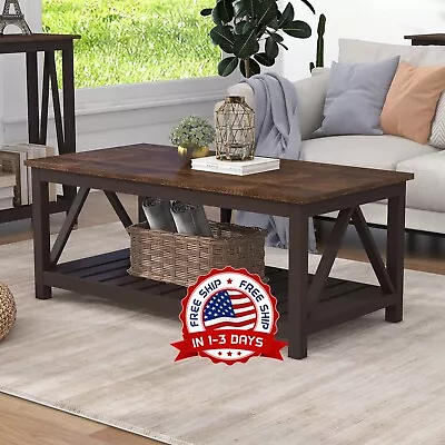 Mesa De Centro Para Sala Madera Modernas Mesas 2 Niveles Nuez Salas Decorativa • $288.92