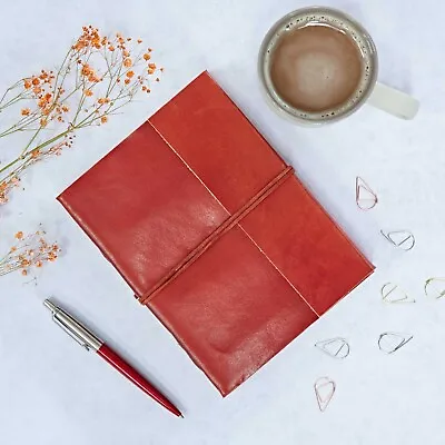 Fair Trade Handmade Eco Large Plain Leather Journal Notebook Diary 2nd Quality • £12.63