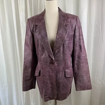 Linda Allard Ellen Tracy 100% Leather Animal Print Blazer Size 6 • $29.99