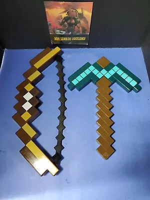 Minecraft Diamond Pick Axe & Bow Blue Brown Gaming Cosplay • $19.99