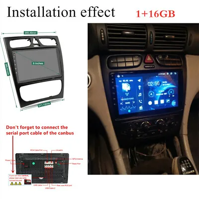 9'' Android 10.1 Quad-core Car Stereo Radio GPS For BENZ C-Class W203 1+16GB • $176.57