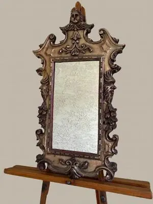 Antique Gothic Revival Wood Gold Gilt Mirror Gargoyles Cherub Ornate • $699.99