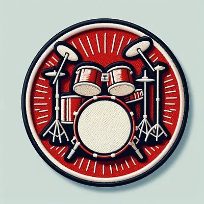 Drum Set Patch Iron-on Applique Music Instrument Badge Drumstick Musician • $3.99