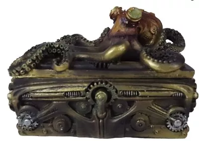 Steampunk Octopus Kraken Soldier On Pirate Treasure Chest Jewelry Box Figurine • $20