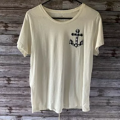 J Crew Collector Tees Women's Short-Sleeved Tee Size L Off-White Anchor Nautical • $16.99