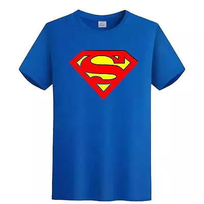 Superman T-shirt Logo Classic Official Movie DC Comics Justice League Blue Mens • £8.99