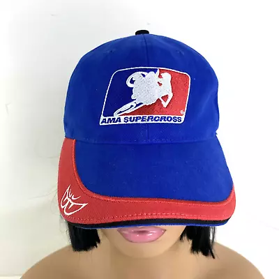 AMA Supercross Logo Cap Hat Motorcycle Bike Racing Blue/Red Adjustable Eyes • $12.99