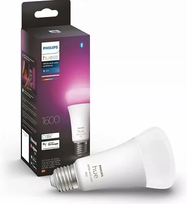 $95 • Buy PHILIPS HUE White & Colour Ambiance Bluetooth LED Bulb E27 1600 Lumen 
