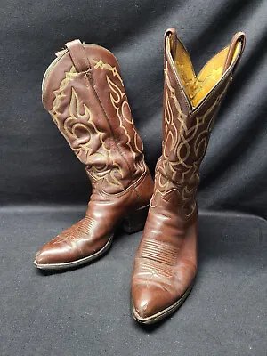 Vintage Tony Lama 6255 Brown Leather Cowboy Mens Boots Size 9.5 D • $40