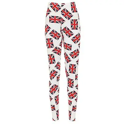 Womens Union Jack Flag UK Print Leggings Ladies Stretchable Sports Pants Trouser • £8.99