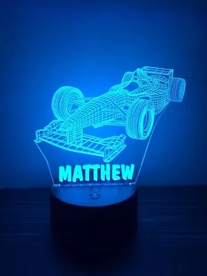 Personalised LED Multi Colour Motor Racing F1 Style Car Night Light Sign - Name • £19.99