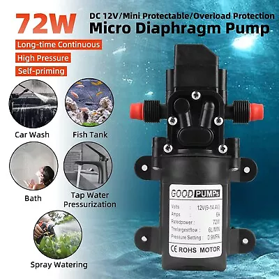 12V Automatic Water Pump High Pressure 130PSI Self Priming Sprayer Diaphragm • $18.95