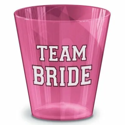 Hen's Night Team Bride Pink Plastic Shot Glasses (59ml) Pk 40 • $11.89