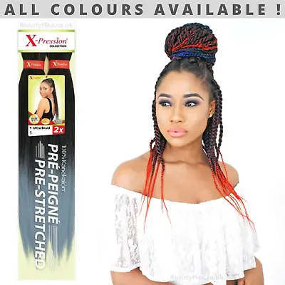 X-PRESSION Ultra Braid Pre Stretched Xpression Braiding Hair Kanekalon 46 Inches • £6.95