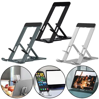 New Mobile Phone Tablet Bracket Aluminum Desk Phone Stand Folding Firm Stable • £5.49
