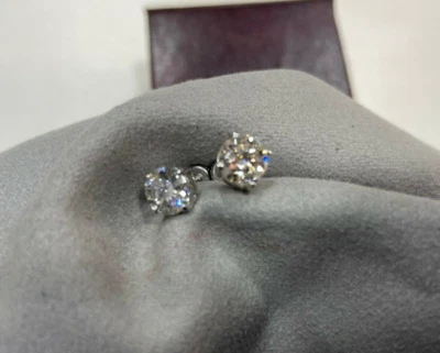 $29.40 • Buy Solitaire 2.00 Ct. Round Cut 4 Prong Natural Diamond Stud 14K White Gold Over
