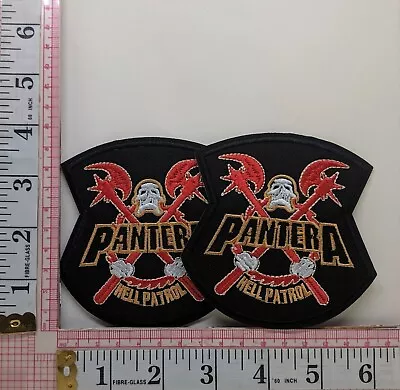 Pantera Hell Patrol Classic Heavy Metal Band Patch Lot Of 2 Logo Crest Badge C1 • $8.99