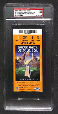 2005 SUPER BOWL XXXIX Patriots Champions Orange TICKET PSA 5  Tom Brady 3rd Win  • $199.99