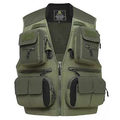 JARUSITE Mesh Fishing Vest Quick-Dry Outdoor Waistcoat Multi-pocket Jackets • $32.27