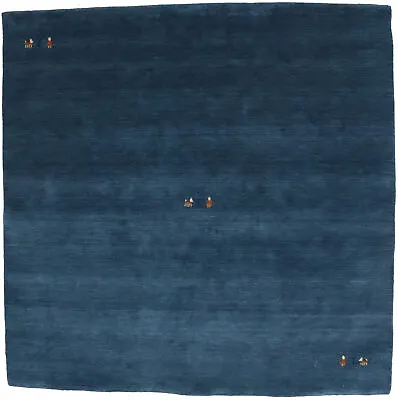 Tribal Pictorial Design Blue Gabbeh Wool 6X6 Square Modern Rug Kids Room Carpet • $248.16