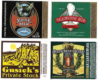 4 Kessler Beer Labels Montana  Moose Yellowstone Gusicks Muenchener   • $2