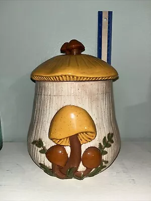 9” Vintage Arnels Mushroom Cottagecore Ceramic Pottery Canister / Cookie Jar • $17.99