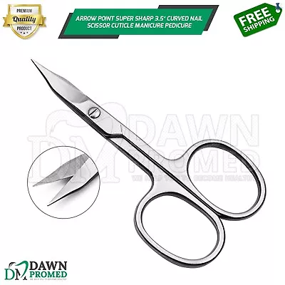 Nail Scissor Arrow Point 3.5″ Curved Cuticle Manicure Pedicure Inst German Grade • $6.98