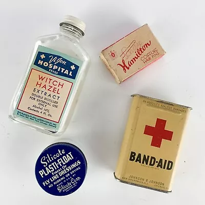 Vintage Vijon Hospital Witch Hazel Bandaid Tin Silcote Hair Pin Advertising Lot • $42